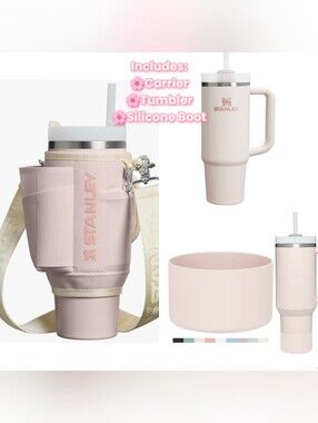 Stanley 3pc Bundle: 30 Oz Tumbler, Carry-All, and Silicone Boot in Rose Quartz